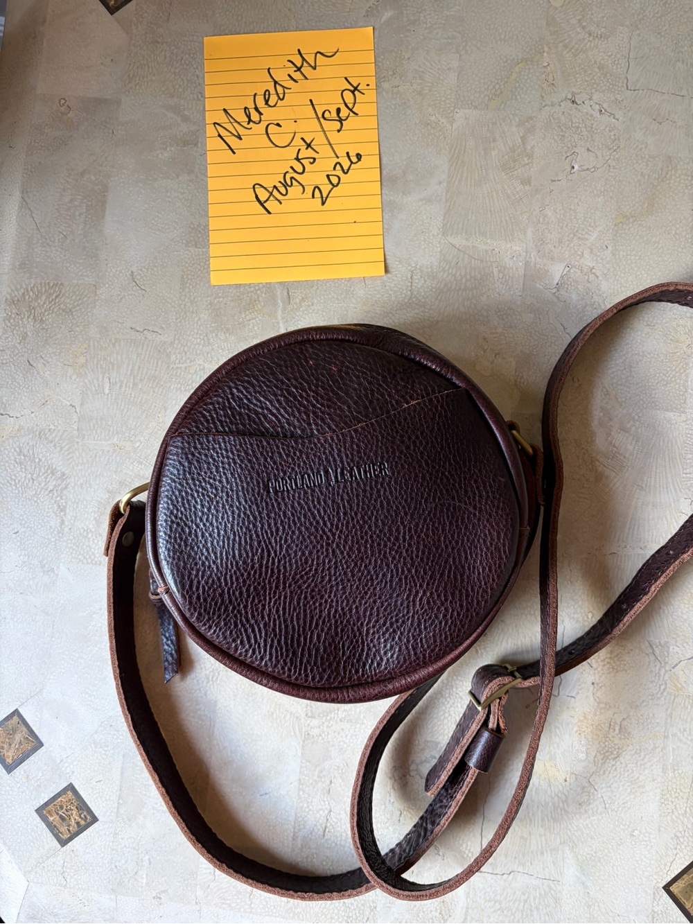 Portland Leather Small Circle Bag in Coldbrew
